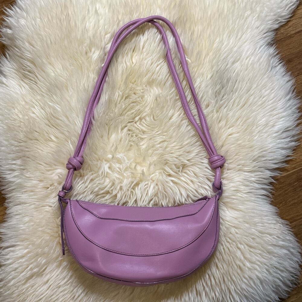 Create & Cultivate Crescent Moon Knot Shoulder Bag Purse Mauve Pink Purple